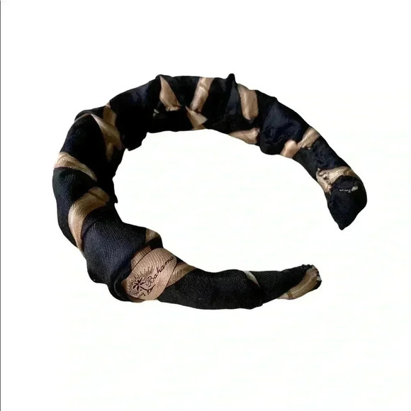 Upcycled Silk Headband Artisan Handsewn Scrunchy Crown Island Vibes Palm Tree - Picture 4 of 9